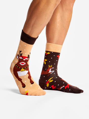 Výnimočný darček od Dedoles Весели чорапи Северен елен и Дядо Коледа